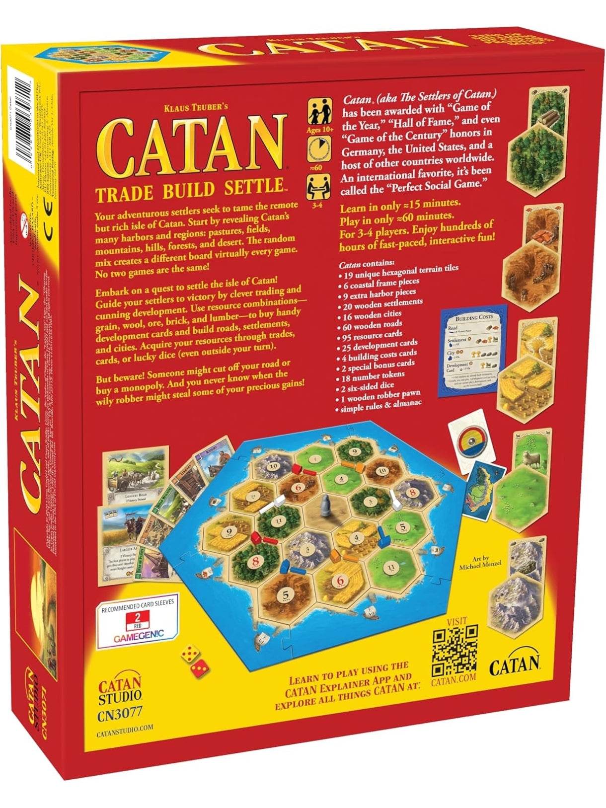 Catan board game for ages 10 and up, featuring trading and building strategies for fun gameplay