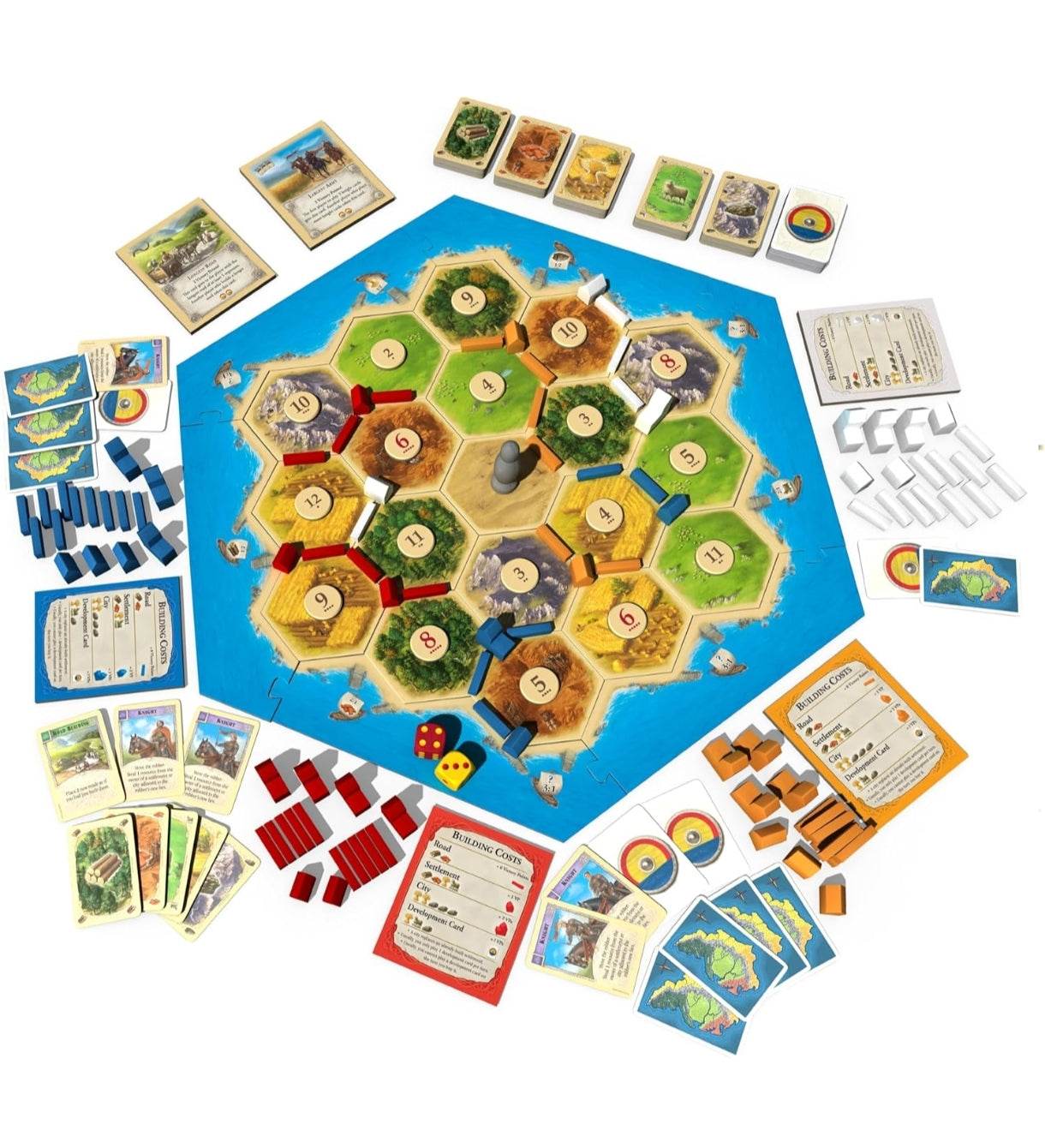 Colorful strategy game on board game for ages 10 and up, featuring resource collection and trade