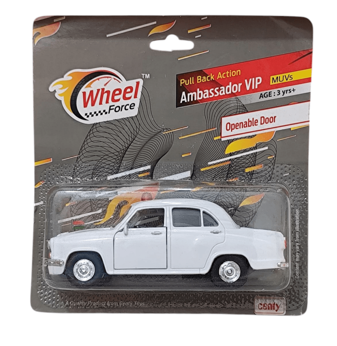 White Centy Ambassador car toy with pull back action and openable doors by T-Rex the toyland Sitamarhi