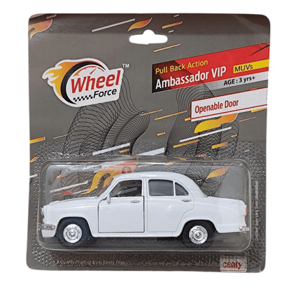 White Centy Ambassador car toy with pull back action and openable doors by T-Rex the toyland Sitamarhi