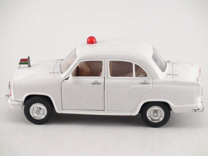 White Centy Ambassador car toy with red roof light and detailed wheels by T-Rex the toyland Sitamarhi