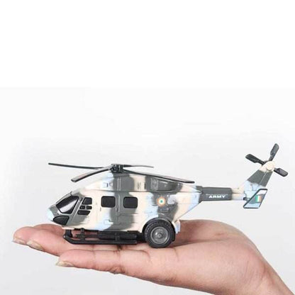 Centy Dhruv army helicopter toy held in hand showing detailed camo design and rotors