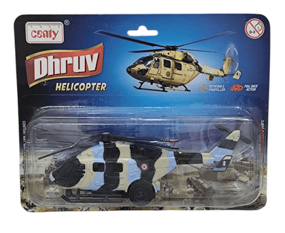 Centy Dhruv army helicopter toy in camouflage with rotatable propeller and pull back motor