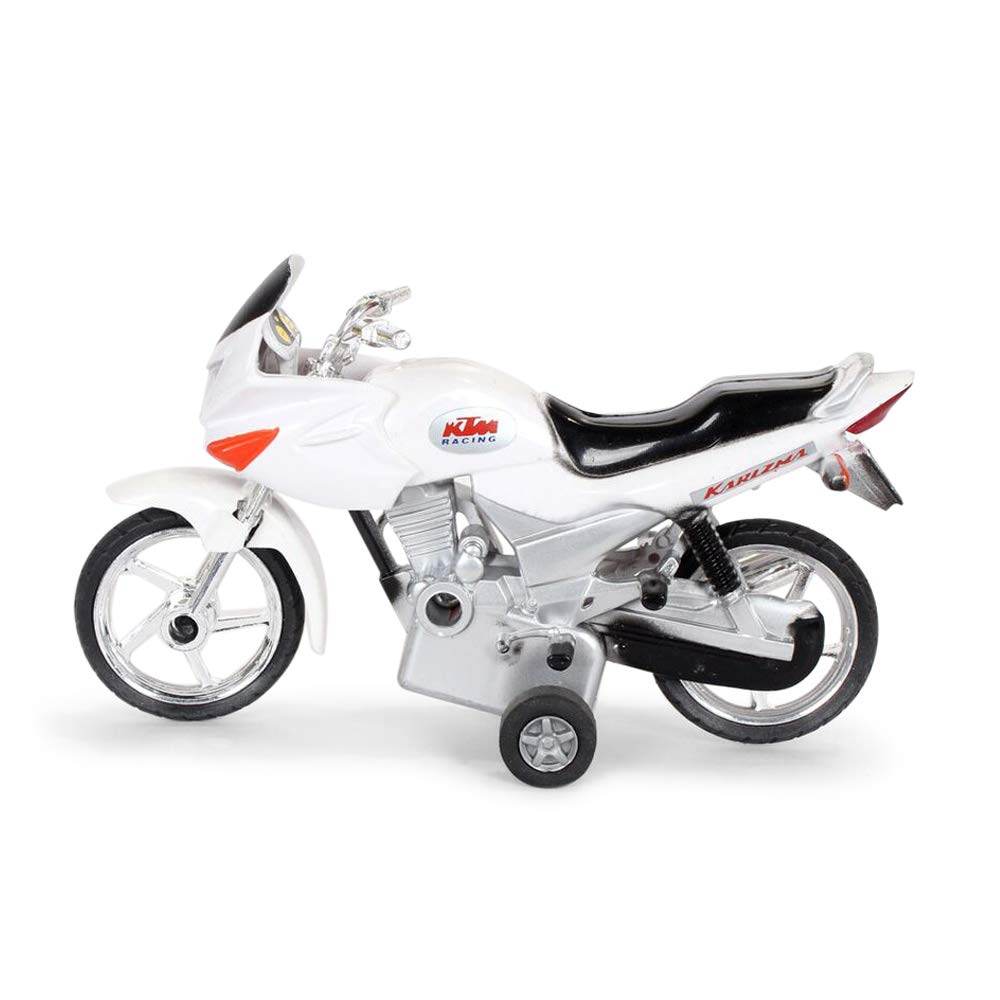 White Centy Karizma Bike toy with training wheels and detailed design by T-Rex the toyland Sitamarhi