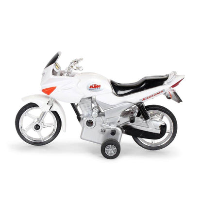 White Centy Karizma Bike toy with training wheels and detailed design by T-Rex the toyland Sitamarhi