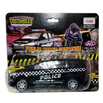 Centy police toy car pull back action black and white police SUV with Public Order Response decals
