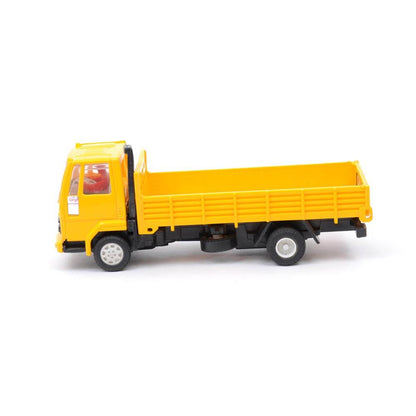 Yellow Centy pull back cargo truck toy with detailed flatbed and black wheels