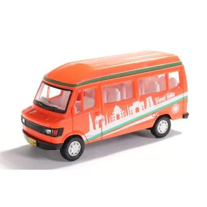 Orange Centy TMP Travel India toy van with white India landmarks and green stripe design
