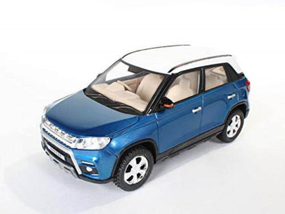 Blue and white Centy Toys Brezza SUV toy with detailed design and beige interior