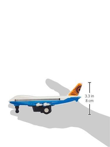 Centy Toys Jet 747 for kids blue and white toy airplane held in hand showing size of 3.3 inches height