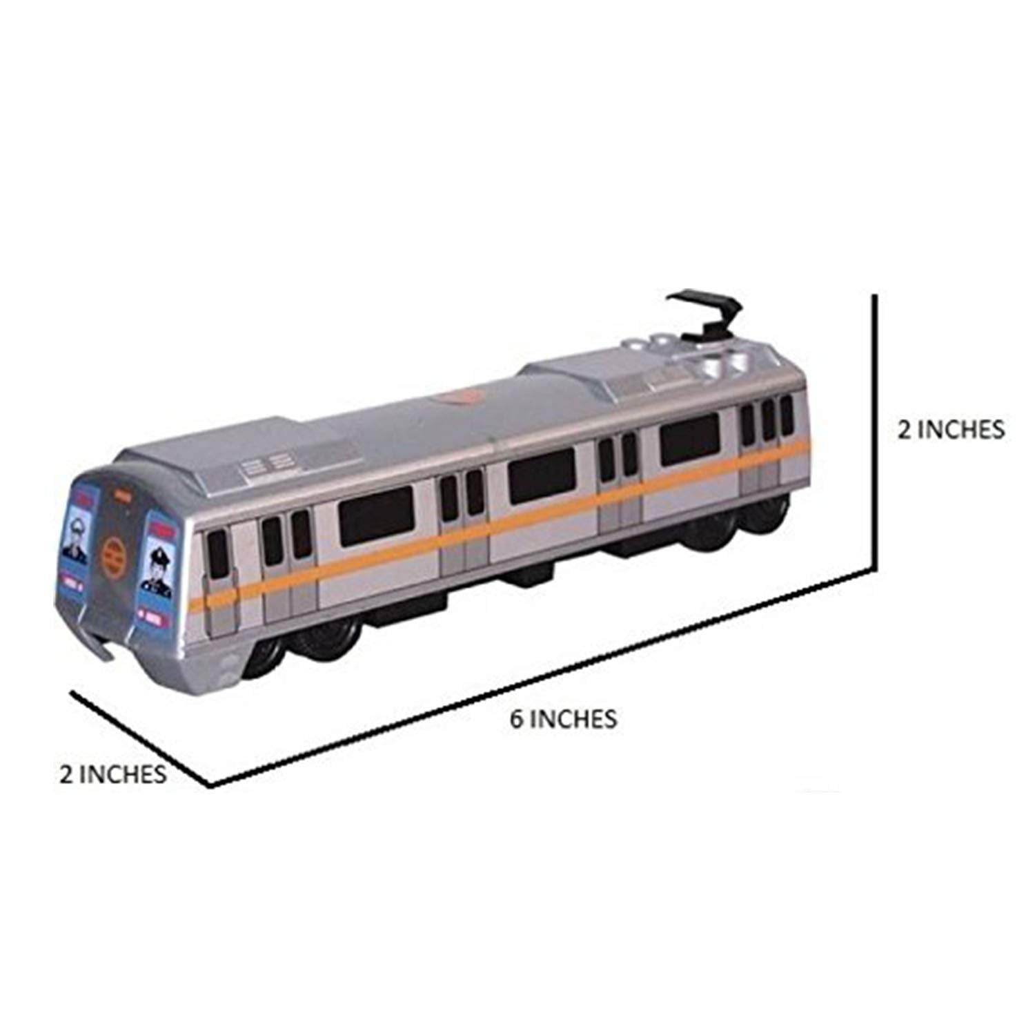 Centy Toys metro train for kids gray toy train with orange stripe 6 inches long and 2 inches wide