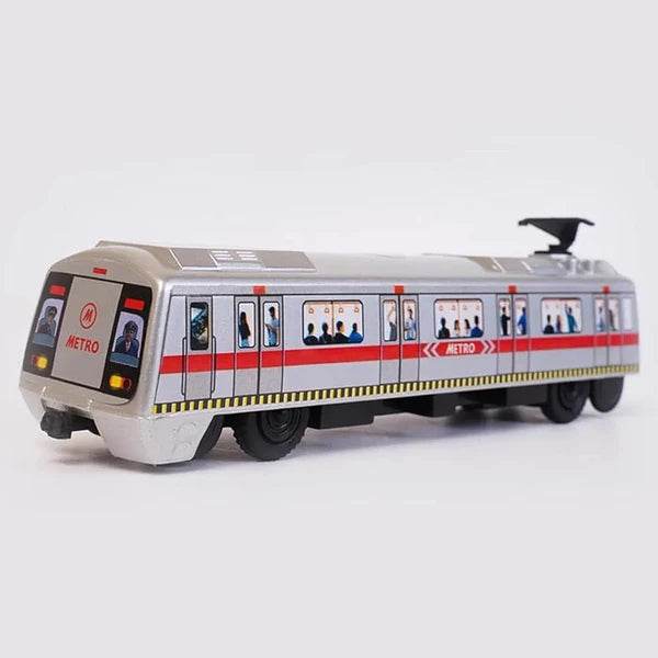 Centy Toys metro train for kids silver toy metro train with red stripe and passenger windows