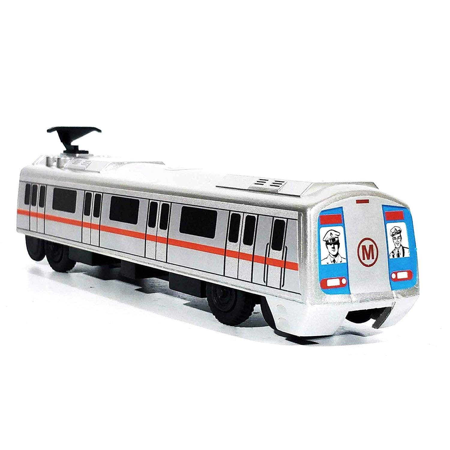Centy Toys metro train for kids silver toy train with red and blue details by T-Rex the toyland Sitamarhi
