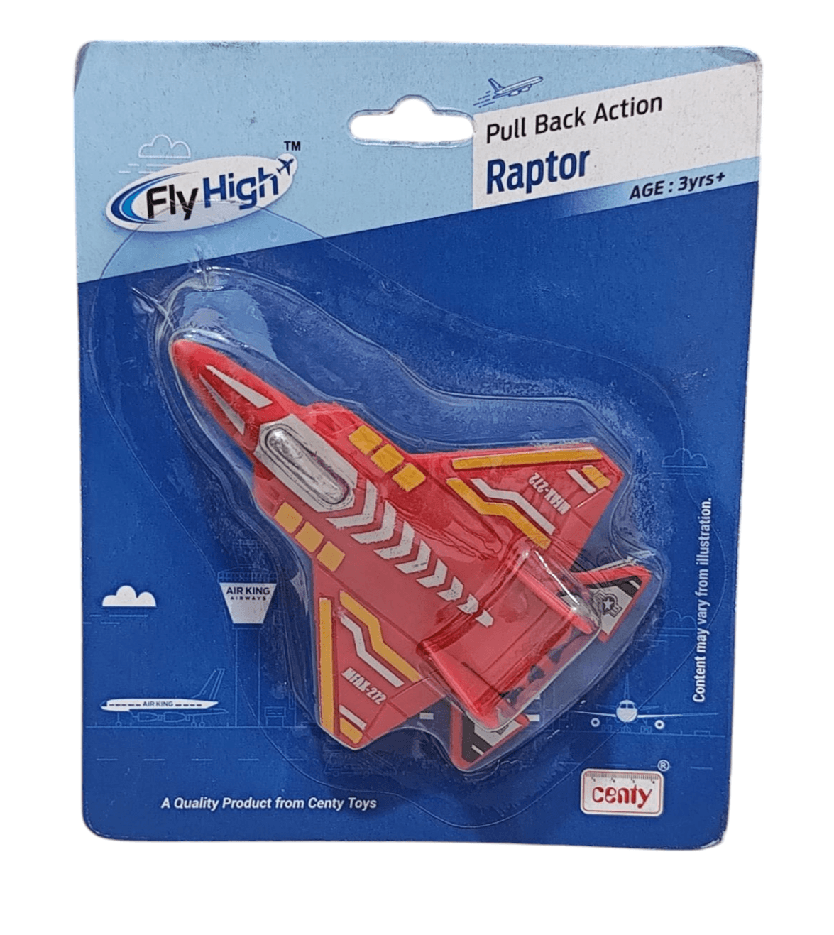 Centy Toys Raptor press and go red pull back action toy airplane for kids ages 3 and up