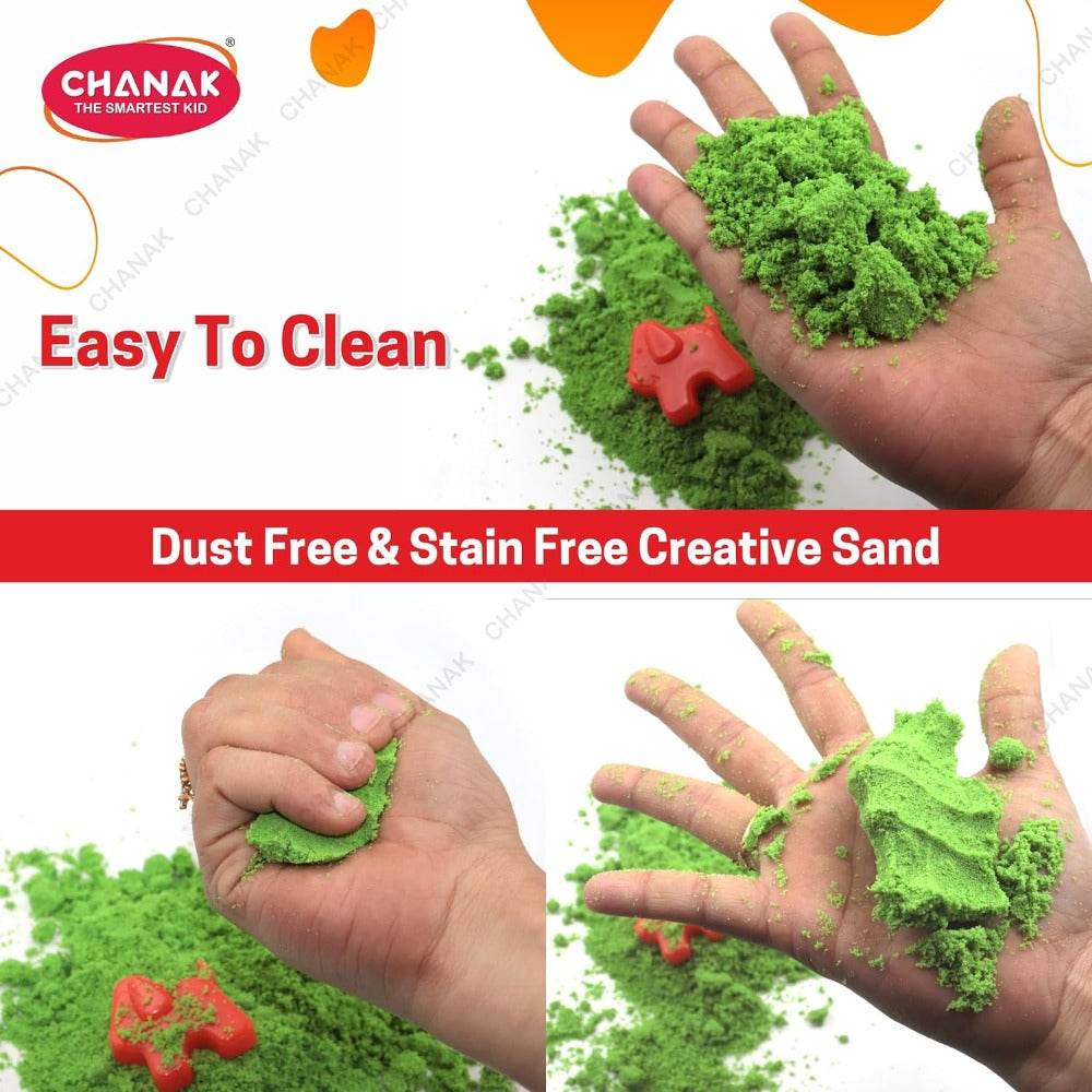 1kg sensory play sand kit green dust free and stain free creative sand easy to clean by T-Rex the toyland