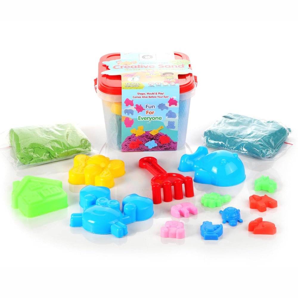 1kg sensory play sand kit with colorful molds and tools for creative and fun sensory play