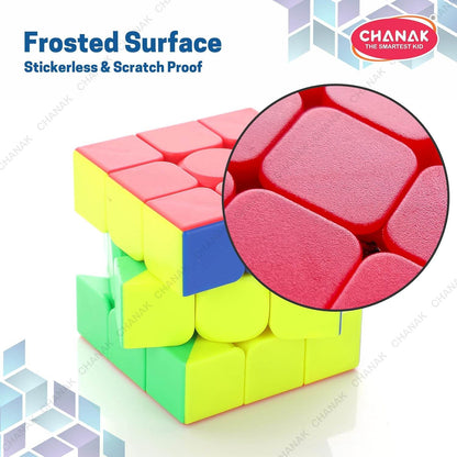 Chanak 3x3 speed cube for kids with frosted surface, stickerless and scratch proof design