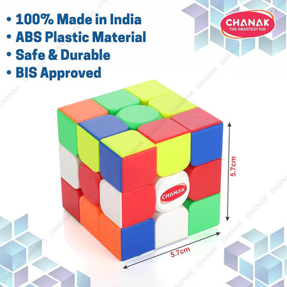 Chanak 3x3 speed cube for kids made of ABS plastic with colorful tiles and 5.7 cm dimensions