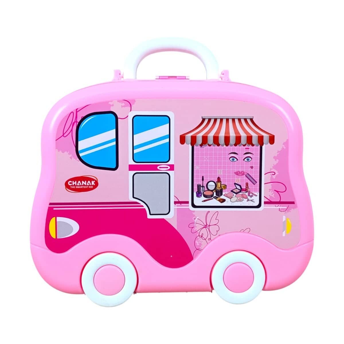 Pink beauty gift set toy carrying case with wheels for young children