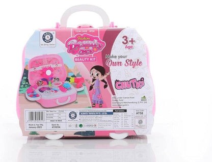 Chanak Beauty Set Suitcase On Wheel, The Ultimate Beauty Set On Wheels for Girls, Makeup Kit is Easy to Clean & Use, Portable Beauty Set with 23 Pieces for 3 Years BIS Approved. (Beauty Set Suitcase) - T-Rex the toyland Sitamarhi