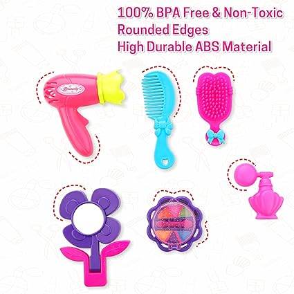 Chanak Beauty Set Suitcase On Wheel, The Ultimate Beauty Set On Wheels for Girls, Makeup Kit is Easy to Clean & Use, Portable Beauty Set with 23 Pieces for 3 Years BIS Approved. (Beauty Set Suitcase) - T-Rex the toyland Sitamarhi