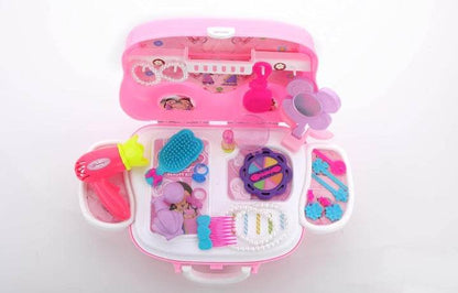 Chanak Beauty Set Suitcase On Wheel, The Ultimate Beauty Set On Wheels for Girls, Makeup Kit is Easy to Clean & Use, Portable Beauty Set with 23 Pieces for 3 Years BIS Approved. (Beauty Set Suitcase) - T-Rex the toyland Sitamarhi
