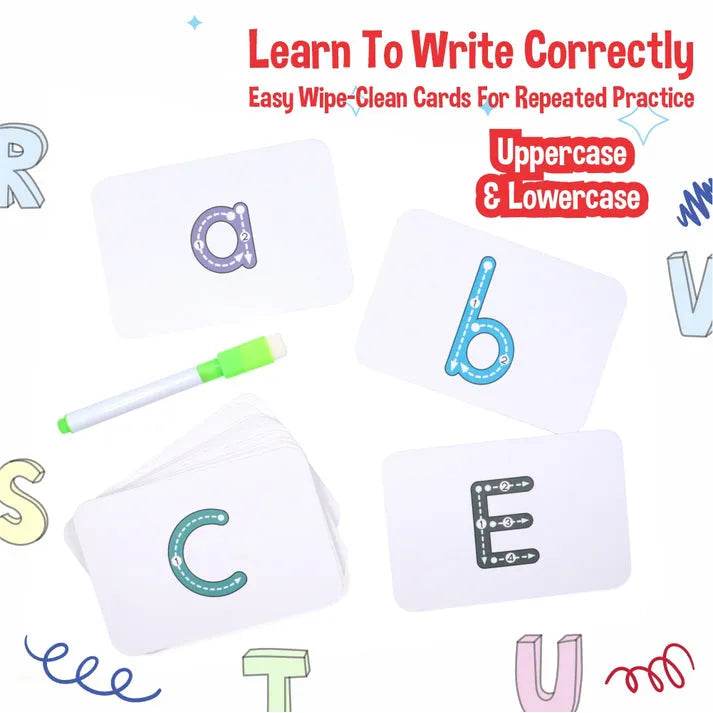 Bee game spelling wipe-clean practice cards for learning letters and writing skills