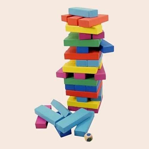 Chanak Colorful Tumbling Tower Block Game, Wooden Stacking Game, Stacking Building Blocks Party Game, Color Recognition Skill Development Challenging Game, Kids Adult Stacking Gifts - T-Rex the toyland Sitamarhi