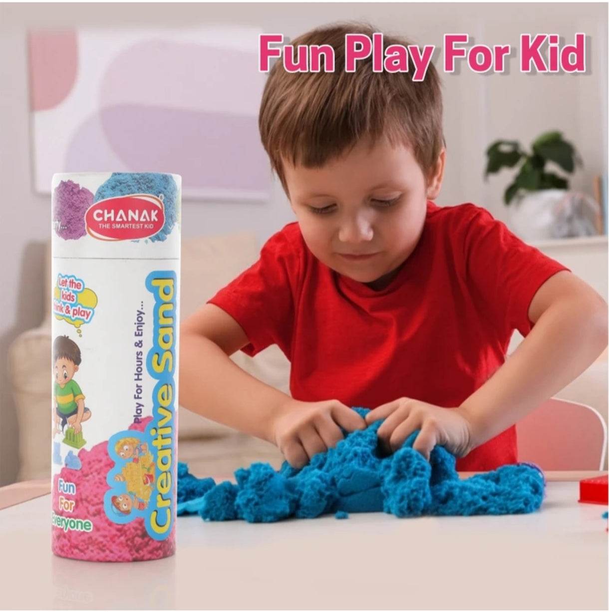 Child playing with blue creative sand kit for kids from T-Rex the toyland Sitamarhi