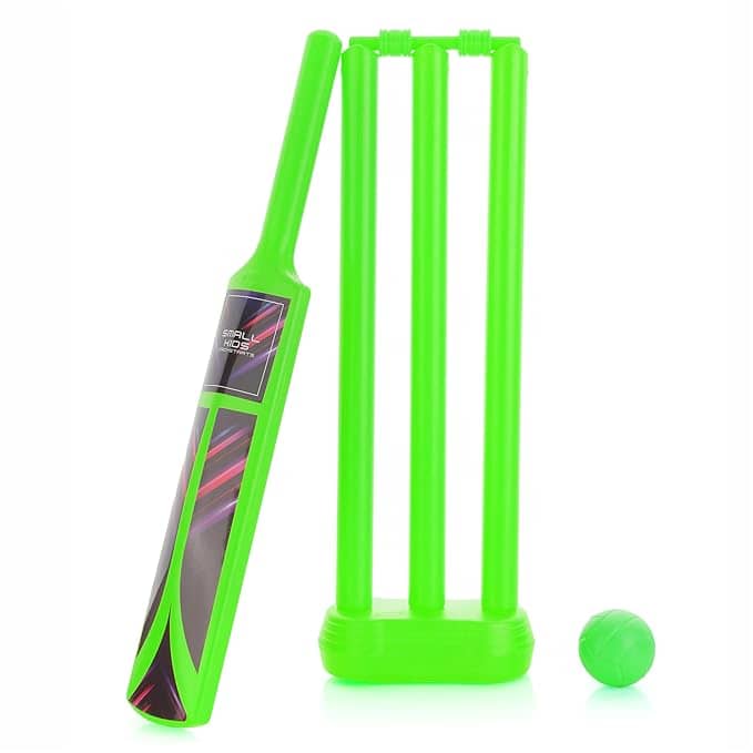 Green cricket kit cricket set with bat, stumps, and ball for children