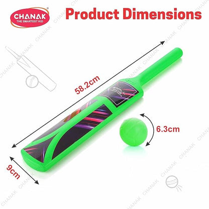 Green cricket kit cricket including bat and ball suitable for young players