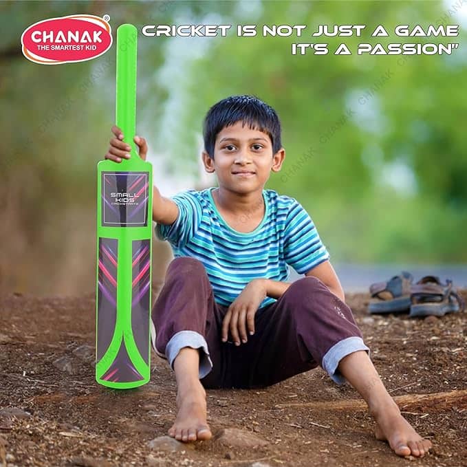 Green cricket kit cricket for kids featuring a bat and ball, designed for young cricket enthusiasts