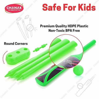 Green cricket kit cricket for kids made of premium HDPE plastic, safe and non-toxic