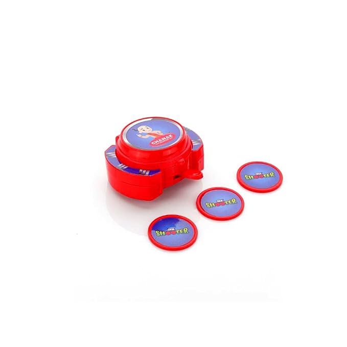 Red toy box for kids with colorful tokens for fun games and activities