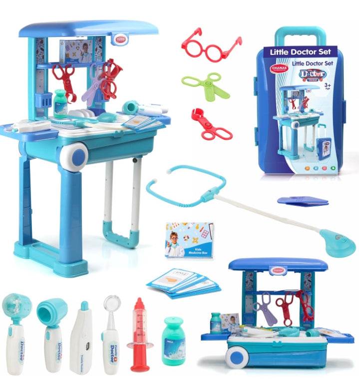 Doctor trolley toy set for children with medical tools and accessories in blue by T-Rex the toyland Sitamarhi
