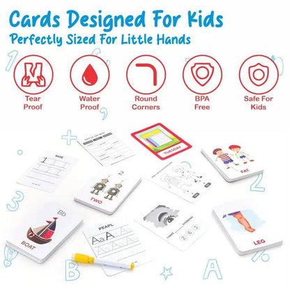 Educational flashcards designed for kids with tear-proof and water-proof features
