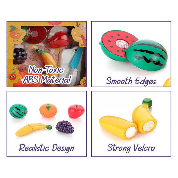Fruit basket manga box set with non-toxic ABS fruits in bright colors, ideal for imaginative play