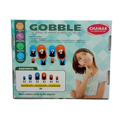 Chanak Gobble board game by Aditi Toys 3D version of classic Tic-Tac-Toe with colorful playing pieces and instructions