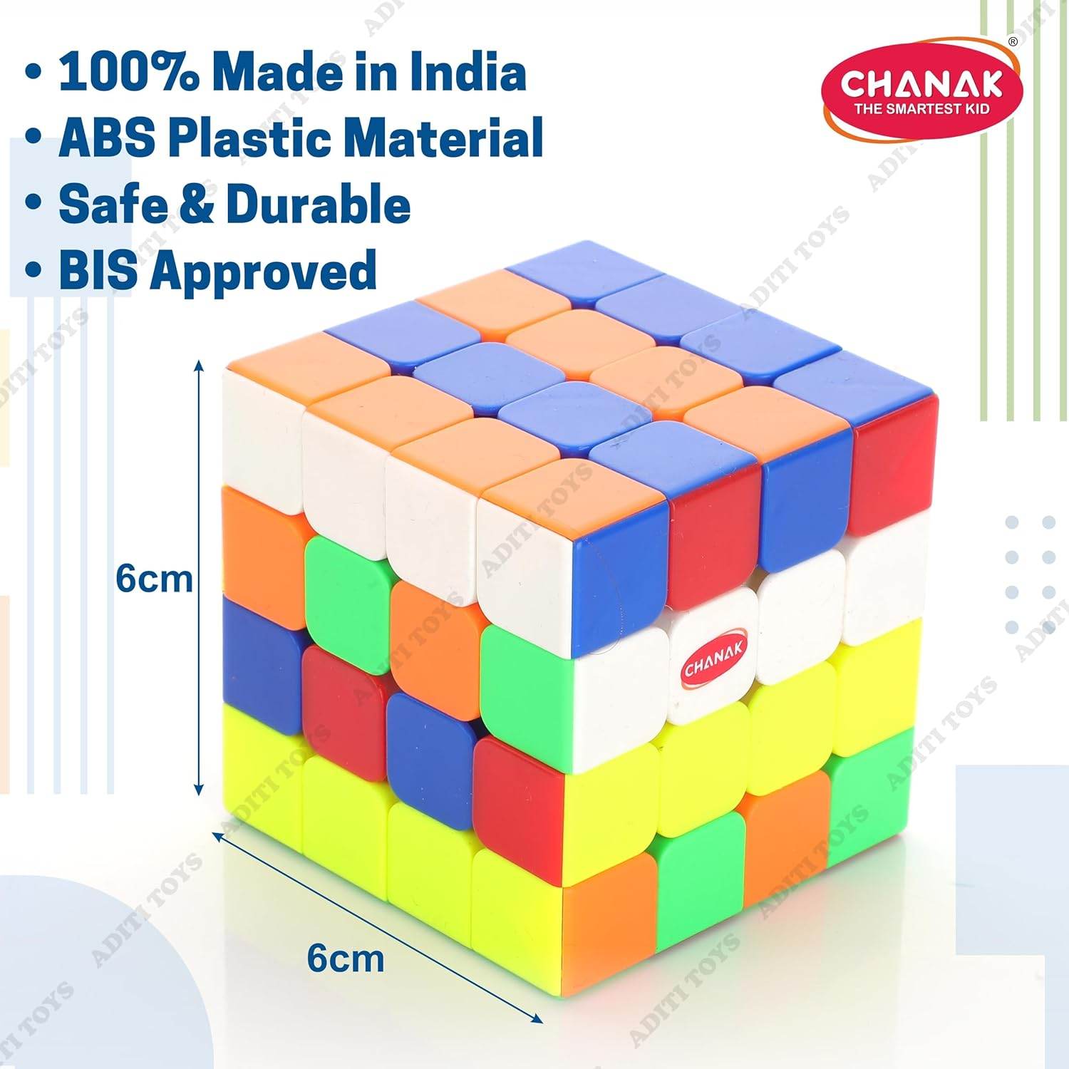 Chanak high speed 4x4 cube puzzle made of ABS plastic with safe durable design and 6cm size