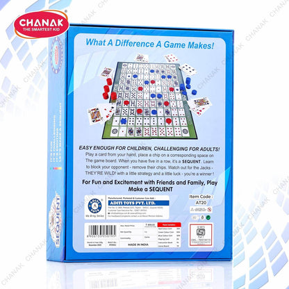 Chanak Make A Sequent game box showing board, cards, and game pieces for family fun