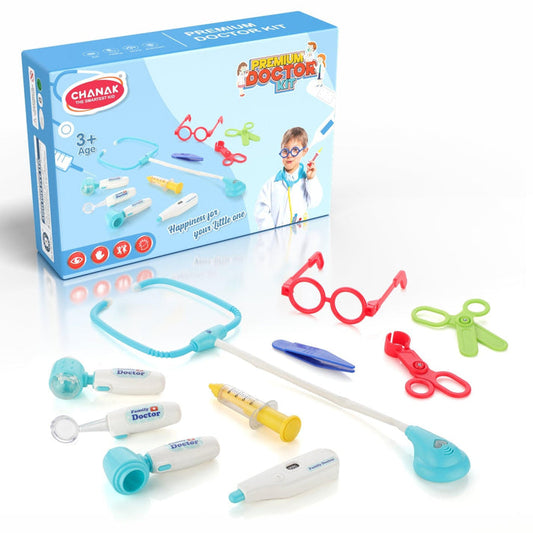 Aditi Toys Premium Doctor Set For Kids, 10 Piece Doctor Kit With Led Light Instruments