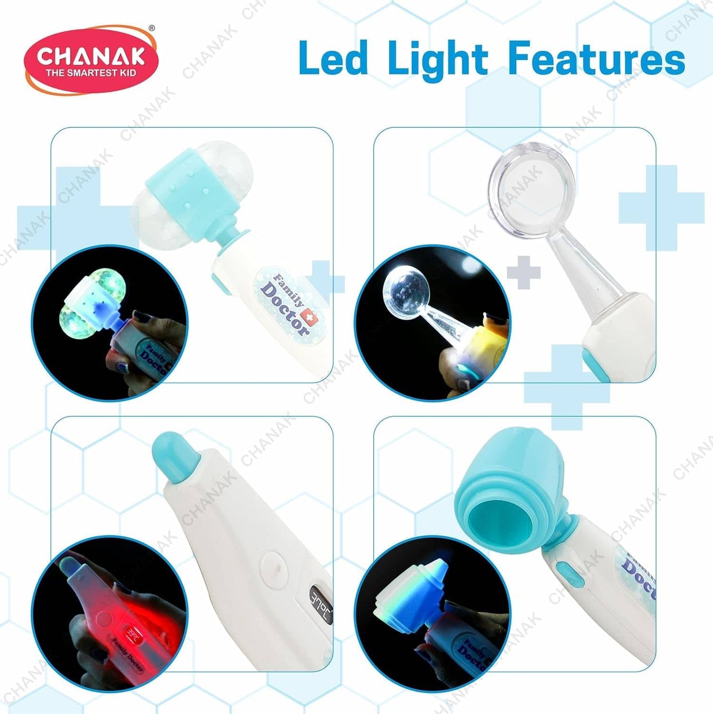 LED doctor toy kit with colorful lights for pretend to play fun for kids