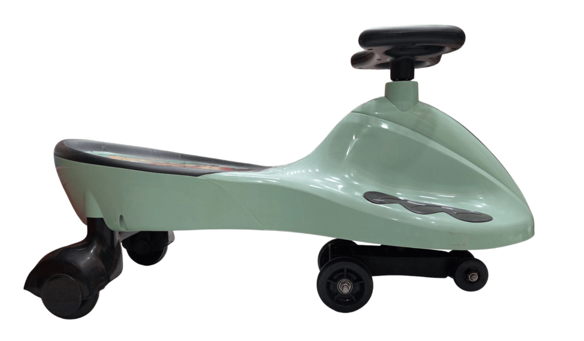 Mint green childs electric ride on car for toddlers with smooth gliding motion