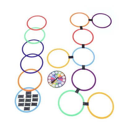 Prem Ratan rainbow hopscotch play mat with colorful rings and labels for active children's game