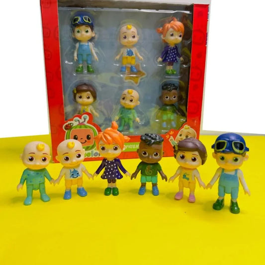 Set of Cocomelon toys featuring colorful character figurines for ages 2 and up