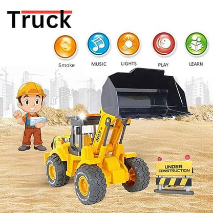 Yellow construction vehicle with music and lights for kids aged 3-5 years