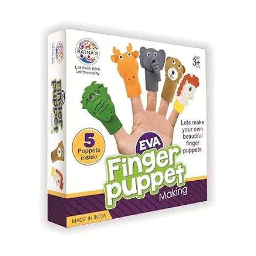 Colorful craft eva foam finger puppets for kids aged 3 years and up, including five animal characters