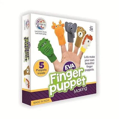 Colorful craft eva foam finger puppets for kids aged 3 years and up, including five animal characters
