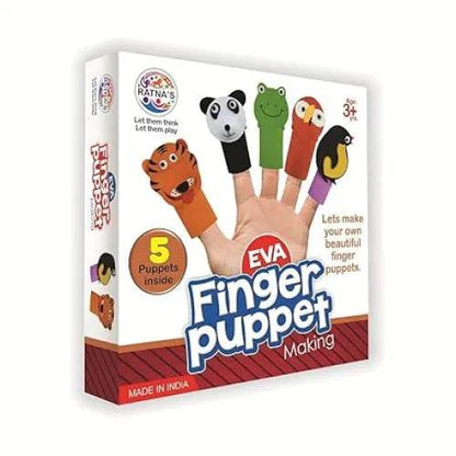 Craft EVA foam finger puppet making kit for ages 3 and up with five colorful puppets
