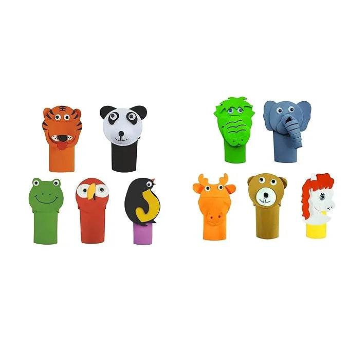 Colorful finger puppets made of craft eva foam for imaginative play for children